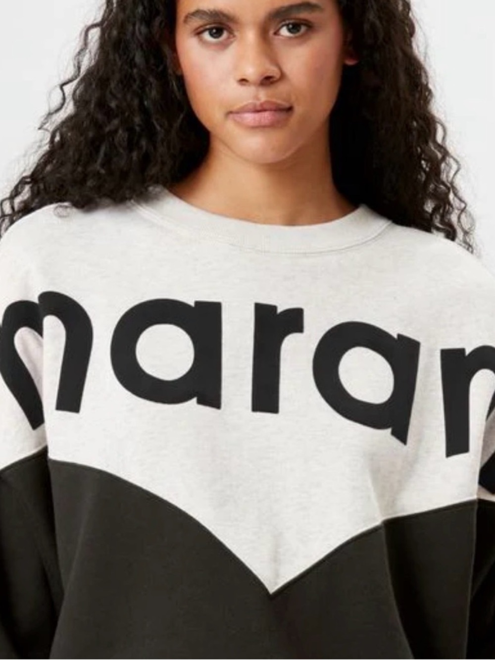 Isabel Marant Houston Two-Tone Sweatshirt in Cream and Black